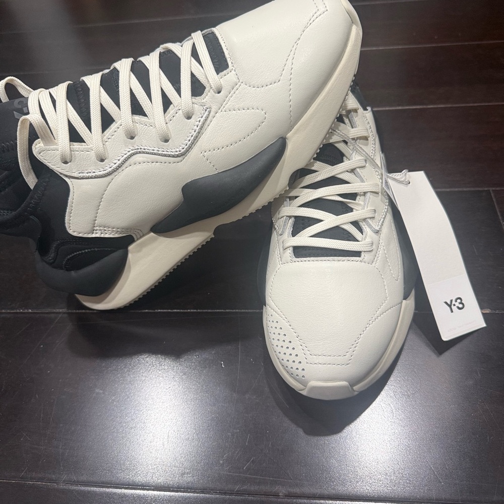Y-3 Men's Black and White High-Top Sneakers